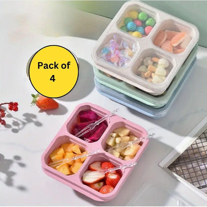 Bento Snack Box Portable Divided Food Container (Pack of 4)