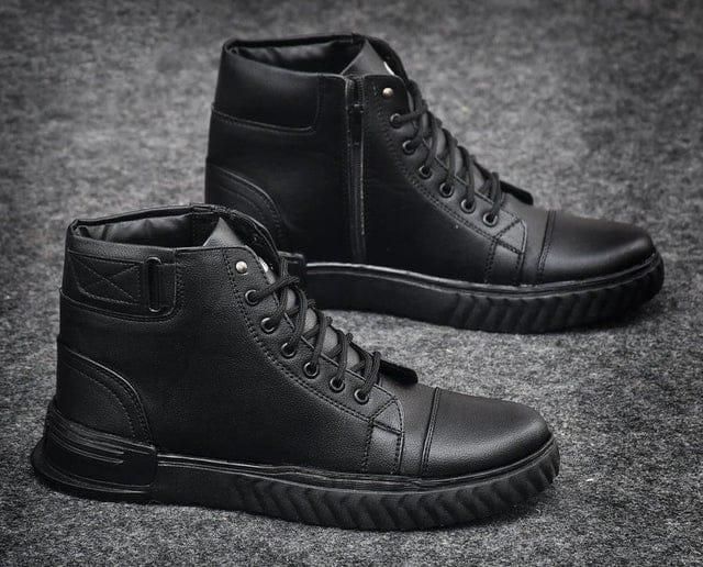 Men's Korean Style High Top Casual Shoes For Men (Black)