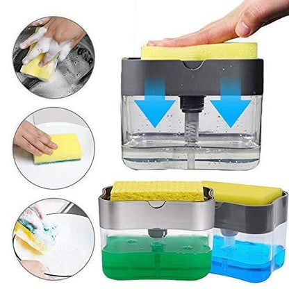 Soap Dispenser - 2 in 1 Soap Dispenser  With Microfibre Wash Dust Cleaning Gloves ( 380 ml, Multicolor )